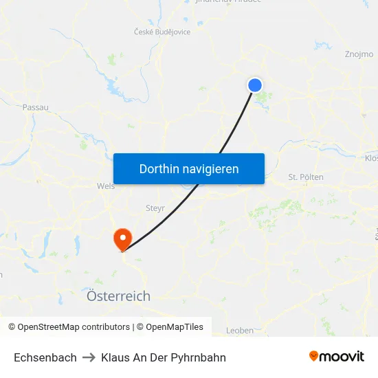 Echsenbach to Klaus An Der Pyhrnbahn map