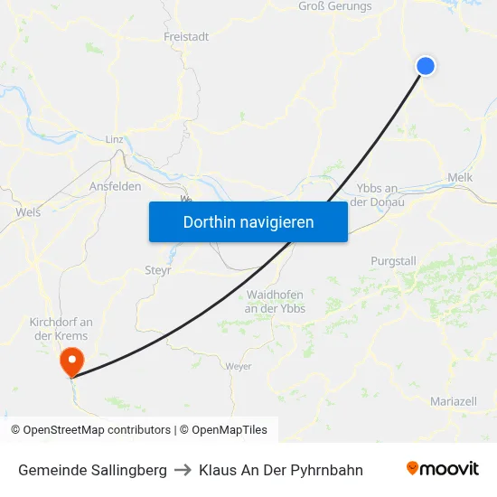 Gemeinde Sallingberg to Klaus An Der Pyhrnbahn map
