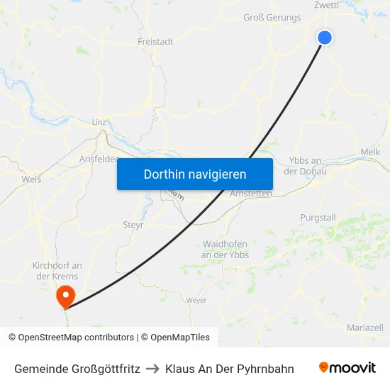 Gemeinde Großgöttfritz to Klaus An Der Pyhrnbahn map