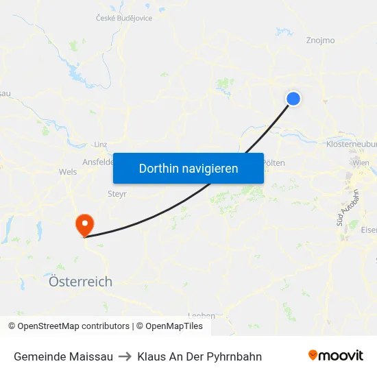 Gemeinde Maissau to Klaus An Der Pyhrnbahn map