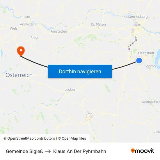 Gemeinde Sigleß to Klaus An Der Pyhrnbahn map