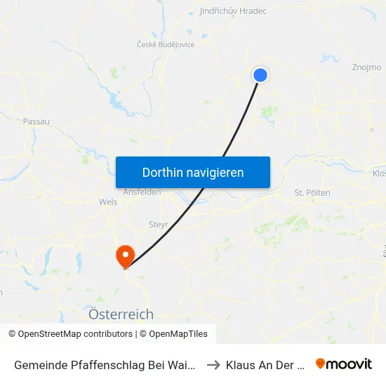 Gemeinde Pfaffenschlag Bei Waidhofen An Der Thaya to Klaus An Der Pyhrnbahn map