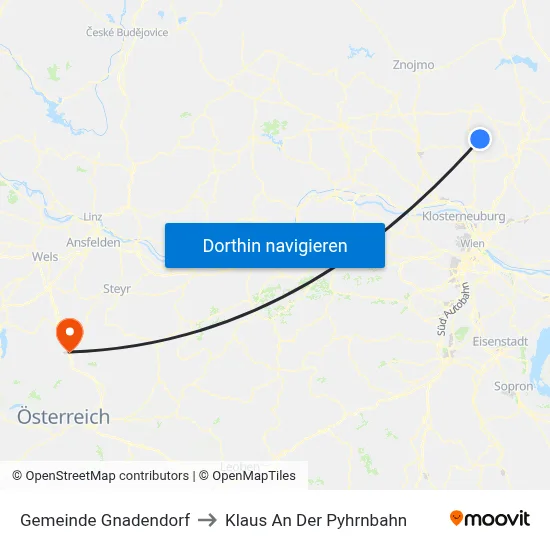 Gemeinde Gnadendorf to Klaus An Der Pyhrnbahn map
