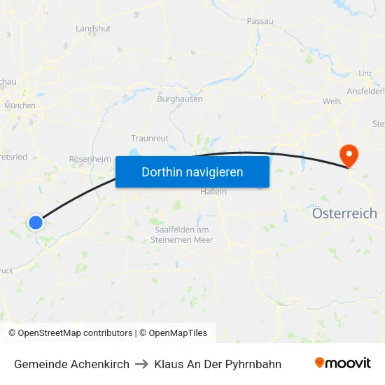 Gemeinde Achenkirch to Klaus An Der Pyhrnbahn map