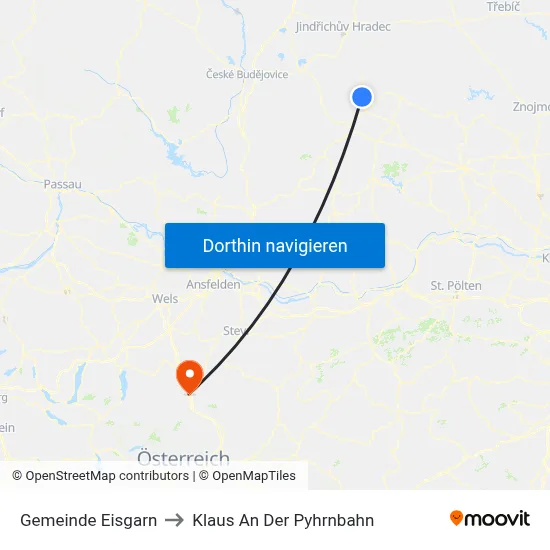 Gemeinde Eisgarn to Klaus An Der Pyhrnbahn map