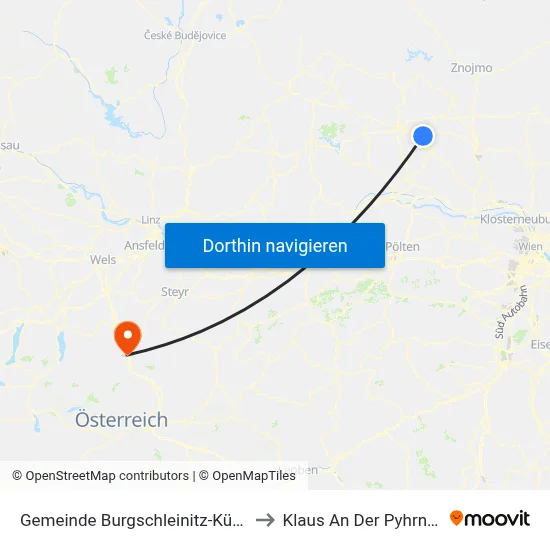 Gemeinde Burgschleinitz-Kühnring to Klaus An Der Pyhrnbahn map