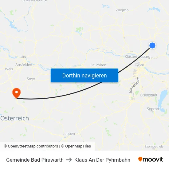Gemeinde Bad Pirawarth to Klaus An Der Pyhrnbahn map