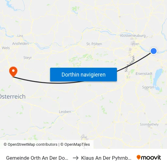 Gemeinde Orth An Der Donau to Klaus An Der Pyhrnbahn map