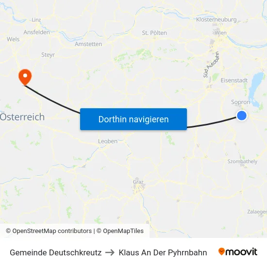 Gemeinde Deutschkreutz to Klaus An Der Pyhrnbahn map