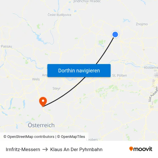 Irnfritz-Messern to Klaus An Der Pyhrnbahn map