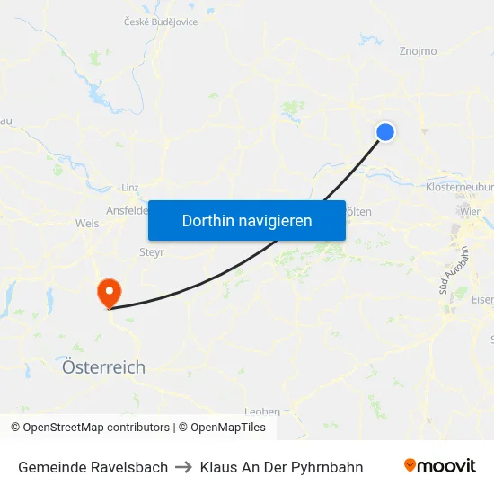 Gemeinde Ravelsbach to Klaus An Der Pyhrnbahn map
