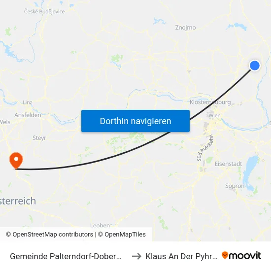 Gemeinde Palterndorf-Dobermannsdorf to Klaus An Der Pyhrnbahn map