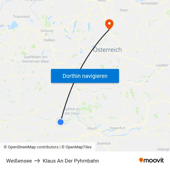 Weißensee to Klaus An Der Pyhrnbahn map