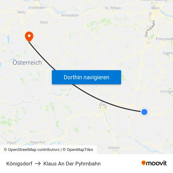 Königsdorf to Klaus An Der Pyhrnbahn map
