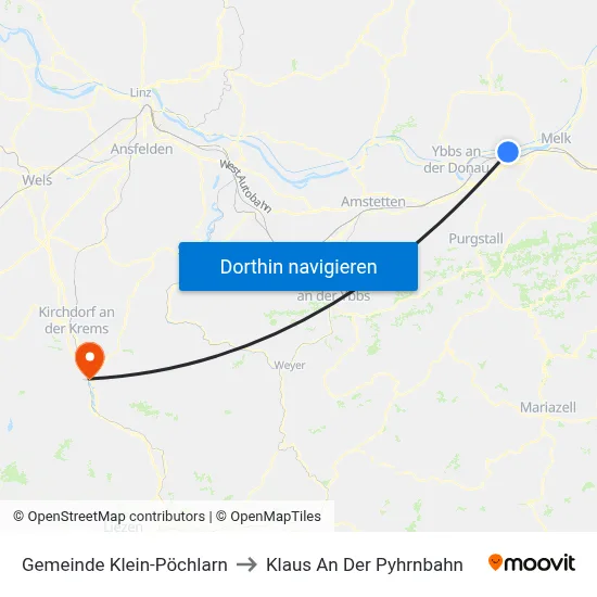 Gemeinde Klein-Pöchlarn to Klaus An Der Pyhrnbahn map