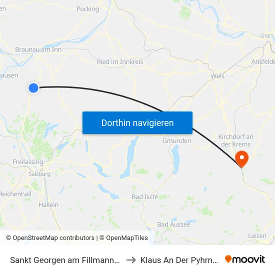 Sankt Georgen am Fillmannsbach to Klaus An Der Pyhrnbahn map