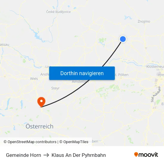 Gemeinde Horn to Klaus An Der Pyhrnbahn map