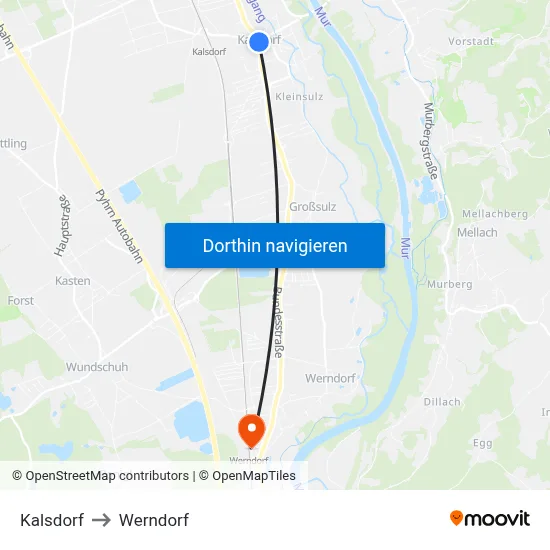 Kalsdorf to Werndorf map