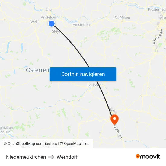 Niederneukirchen to Werndorf map