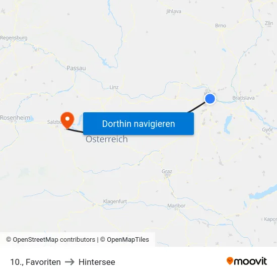 10., Favoriten to Hintersee map