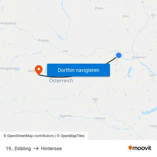 19., Döbling to Hintersee map