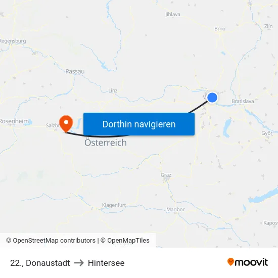 22., Donaustadt to Hintersee map