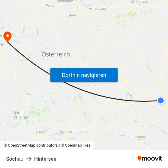 Söchau to Hintersee map