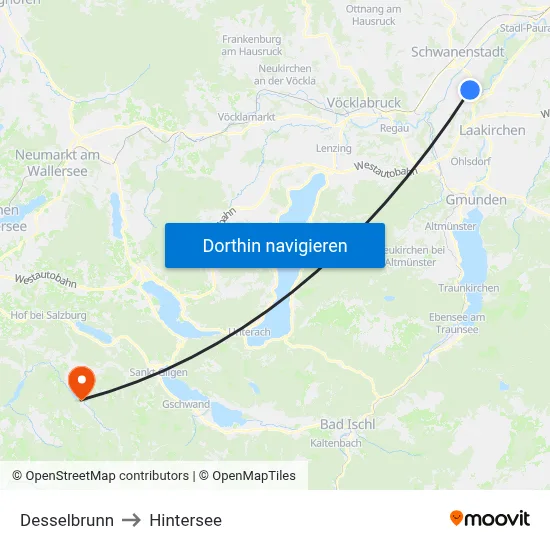 Desselbrunn to Hintersee map