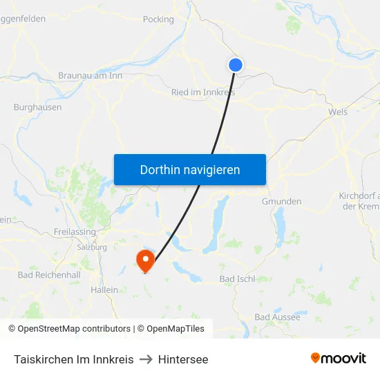 Taiskirchen Im Innkreis to Hintersee map