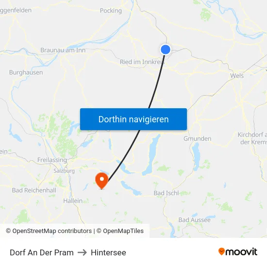Dorf An Der Pram to Hintersee map