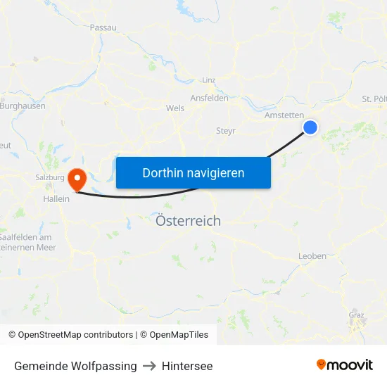 Gemeinde Wolfpassing to Hintersee map