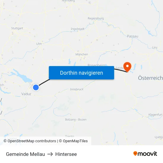 Gemeinde Mellau to Hintersee map