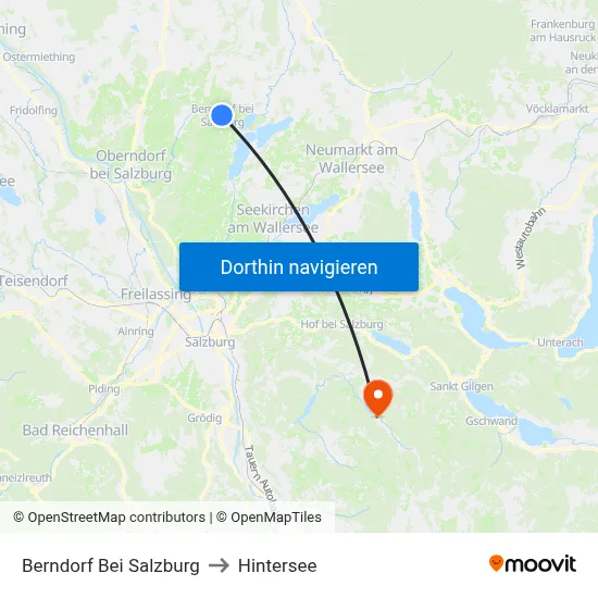 Berndorf Bei Salzburg to Hintersee map
