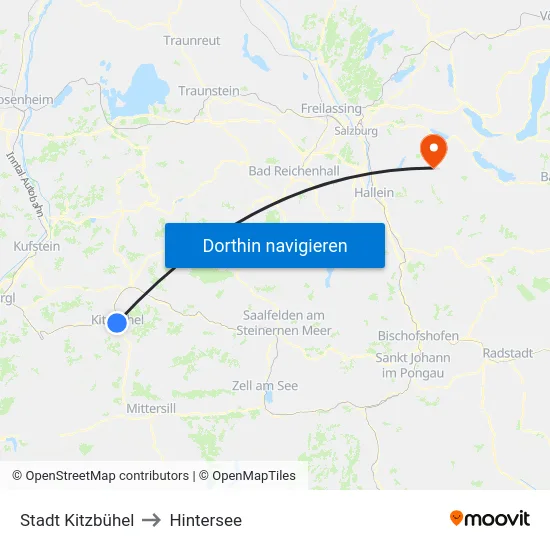 Stadt Kitzbühel to Hintersee map