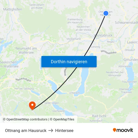 Ottnang am Hausruck to Hintersee map