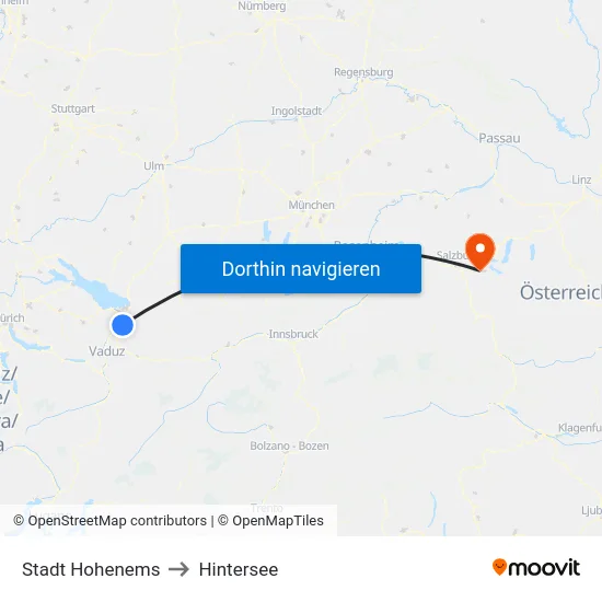 Stadt Hohenems to Hintersee map