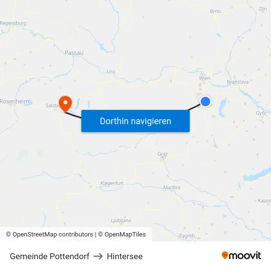 Gemeinde Pottendorf to Hintersee map