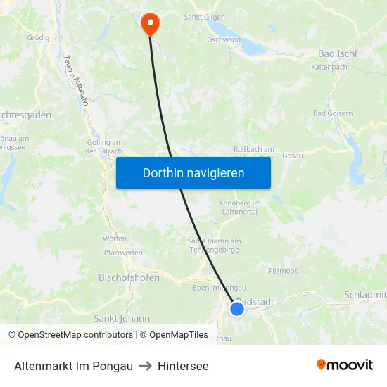 Altenmarkt Im Pongau to Hintersee map