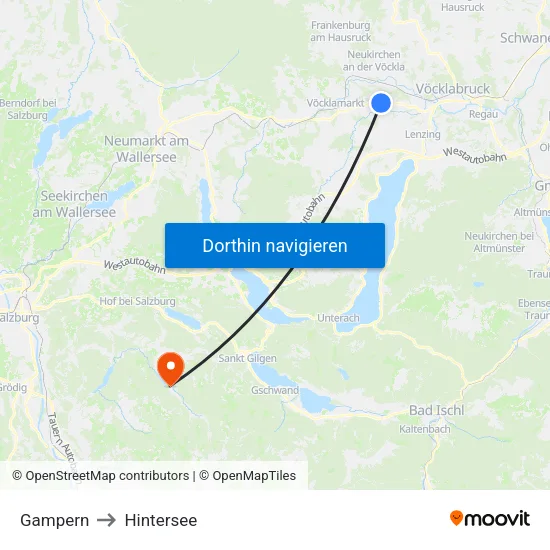 Gampern to Hintersee map