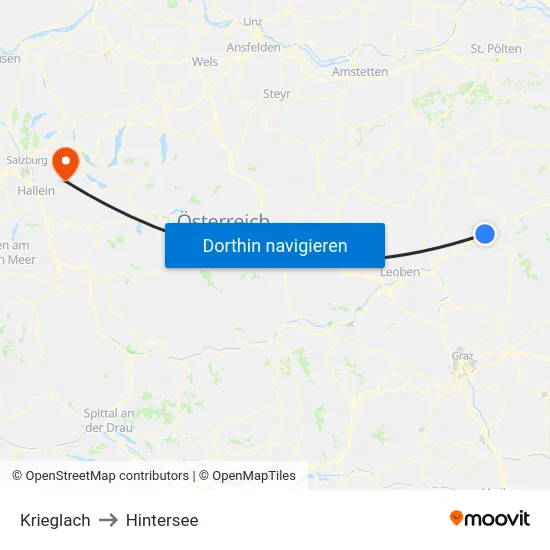 Krieglach to Hintersee map