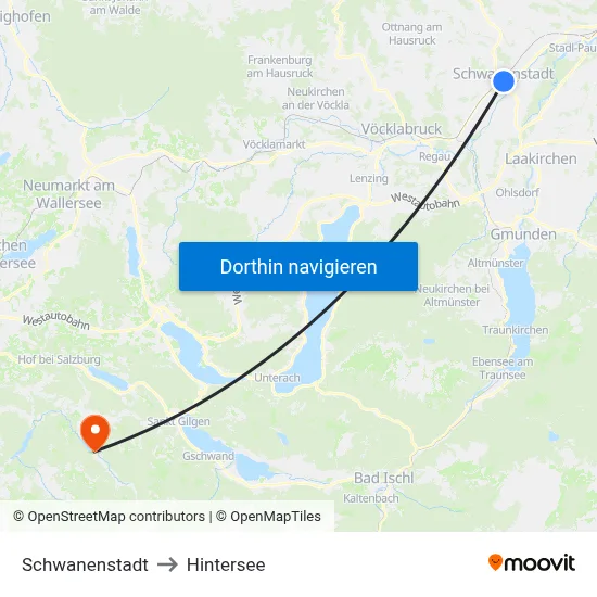 Schwanenstadt to Hintersee map