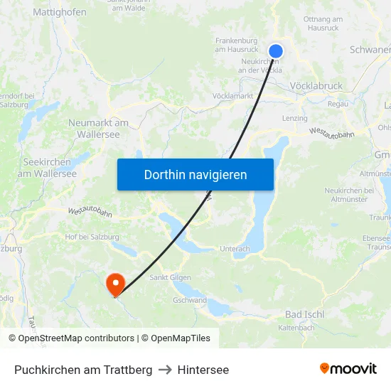 Puchkirchen am Trattberg to Hintersee map