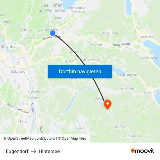 Eugendorf to Hintersee map