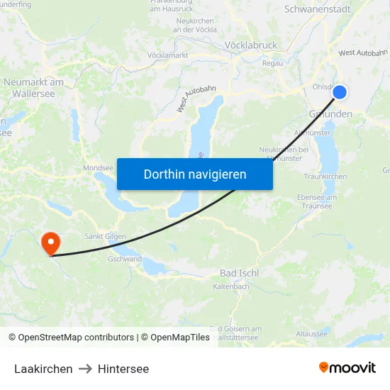 Laakirchen to Hintersee map