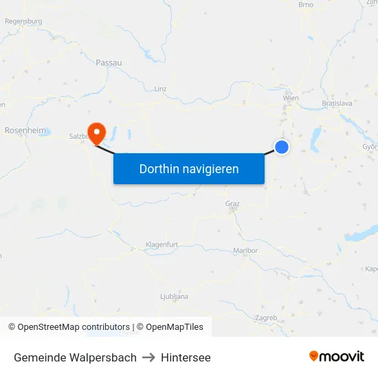 Gemeinde Walpersbach to Hintersee map