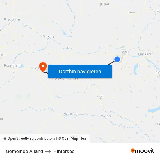 Gemeinde Alland to Hintersee map