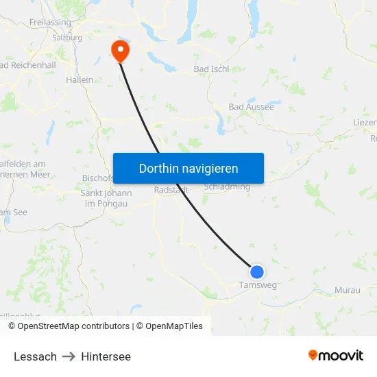 Lessach to Hintersee map