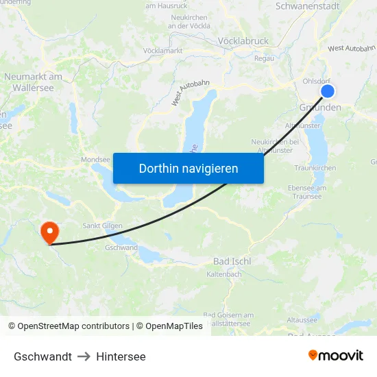 Gschwandt to Hintersee map