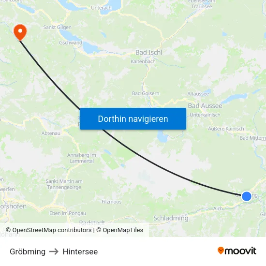 Gröbming to Hintersee map