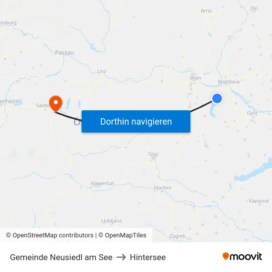 Gemeinde Neusiedl am See to Hintersee map